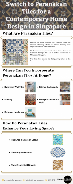 Peranakan tiles can be used to decorate different rooms at home. If you want to get the best results, you need to engage with professional interior design services in Singapore.
