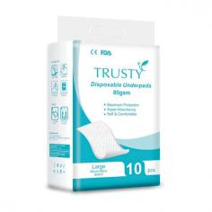 Trustycare has the greatest offers and lowest rates on disposable underpads for adults in Singapore. We understand that caring for someone with urine or bowel incontinence needs extra time and effort. You want your loved one to be independent and comfortable, but you don't want to risk furniture damage or additional laundry. Disposable underpads Singapore, which are huge, square, or rectangular-shaped pads that absorb fluids, can aid. They're made of vinyl and urethane and are filled with hundreds of polymers, which are little beads that absorb moisture.