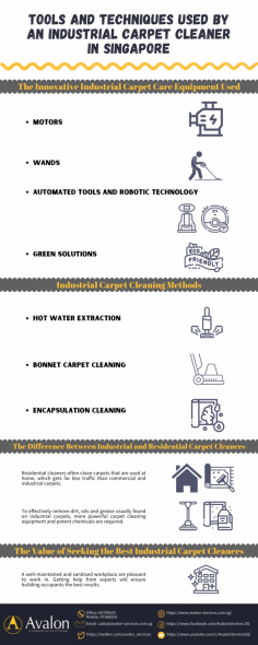Modern and competent cleaning equipment facilitates you and your staff to work quicker and achieve excellent results.  This infographic lets you understand the different types of carpet cleaning methods used by different industrial cleaning companies.
