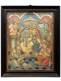 Ram Darbar Tanjore Painting

Rama-durbara is incomplete without the holy men who are advisors to the son of Dasharatha. The vanara-sena who had come to Rama’s succour and the happy people of Ayodhya occupy pride of place in the durbara.The glory of Rama-durbara, in a composite Tanjore painting. At the heart of the painting is purushottama Rama, the superlative (uttama) man (purush).

Rama Darbar: https://www.exoticindiaart.com/product/paintings/large-ram-darbar-tanjore-painting-traditional-colors-with-24k-gold-teakwood-frame-gold-wood-handmade-paa385/

Lord Rama: https://www.exoticindiaart.com/paintings/tanjore/rama/

Tanjore Painting: https://www.exoticindiaart.com/paintings/tanjore/

#indianart #ramadurbartanjorepainting #indianpaintings #paintings #lordrama #ramadarbar #hindugod #godpaintings #wallhanging #hanging #walldecor #wallart #tanjorepaintings #thanjavurpaintings #homedecor Handmade #art
