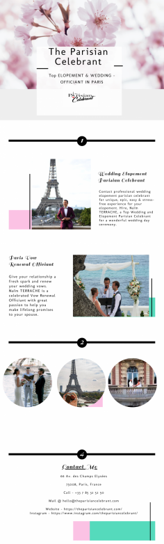 Dicover the most exciting and affordable Paris Elopement and Wedding Officiant Packages for planning a luxury, authentic and unique weddings in Paris and France. Contact Naïm TERRACHE today for more details. 
