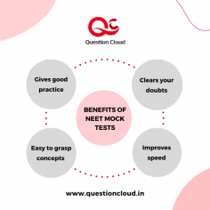 NEET mock test series 2022

In order to get a good score in the NEET 2022 exam, it is important to take up NEET 2022 mock tests. The NEET 2022 mock test will help aspirants understand the type of questions asked in the exam and prepare accordingly.

Free Online NEET Mock Test Series 2022

NEET exam and its preparation require proper planning and diligence. Our expert faculty from Question Cloud has analyzed the NEET previous year's question papers on various parameters like the difficulty level, syllabus coverage, ideal time for each question, repetitive nature of concepts, etc., and have created these NEET mock tests free online.

As a result, it is no surprise that the quality of the MCQ-type questions presented in the NEET test series is high.

So, don't wait to join India’s Largest Online Educational Assessment Portal, start your assessment on NEET 2022, now on Question Cloud’s website and mobile app.

For more information, kindly visit: https://www.questioncloud.in/

How to Get Analysis of NEET 2022 Mock Test Series?

After every test, the Advanced scorecard will inform you about your knowledge gaps and your test-taking strategy gaps.

You don’t have to spend a single minute analyzing your performance.

You will gain insight into how you took the NEET mock test through the analysis.

Benefits of Taking NEET Mock Test Free Series 2022

Mock Test Series for NEET 2022 will help students and other medical aspirants in several ways. Here are some benefits of attempting Question Cloud’s NEET mock test online chapter-wise for free.



