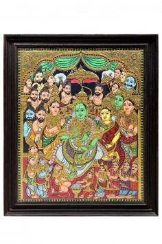 Rama Darbar Tanjore Painting

An illustration that is found in every home, kept lovingly and adulated daily, is the Ram Darbar. It is a joyous occasion when everyone is reunited after the slaying of demon king Ravana and the world is set to its rightful order. Lord Ram sits on a golden throne in all his divine glory, Devi Sita sitting alongside him as his perfect companion. 

Rama Darbar: https://www.exoticindiaart.com/product/paintings/rama-darbar-tanjore-painting-traditional-colors-with-24k-gold-teakwood-frame-gold-wood-handmade-made-in-india-paa035/

Lord Rama: https://www.exoticindiaart.com/paintings/tanjore/rama/

Tanjore Painting: https://www.exoticindiaart.com/paintings/tanjore/

#thanjavurpaintings #tanjorepaintings #ramatanjorepainting #indianpaintings #paintings #ramadrabar #hindugod #lordrama #godrama #24kgoldpainting #teakwoodframe #woodenframepainting #handmadepainting #tanjorepaintingonline #tanjorepaintingprice #tanjorepaintingnearme