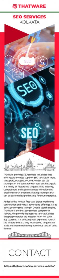 We'll create a planned SEO strategy to help you rank for search terms that will bring potential clients to your website. We work with both large and small businesses in a variety of sectors to help them achieve their business objectives through organic search. Thatware LLP is honoured to be acknowledged as a leader in the search engine optimization sector. Kickstart your business with the best SEO services Kolkata. Connect with us today.  For more info visit here: https://thatware.co/seo-services-kolkata/ 

