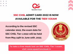 SSC CHSL Admit Card 2022 is now available for the Tier 1 Exam.

According to the revised SSC calendar 2022, the exam date for SSC CHSL Tier 1 2022 will be held from May 24th to June 10th, 2022. In an account of it, The Staff Selection Commission has released the SSC CHSL application status and admit card 2022 for Tier 1 exam on 14th May 2022. Candidates can get or check the admit card or application status on their regional SSC websites.

The exam dates for this exam are approaching faster, so candidates preparing for this exam have to revise their preparations with multiple mock tests as well as with previse year's question papers.

Take a mock test with Question Cloud to get an extensive mock test for the SSC CHSL tier 1 exam along with the solutions and instant results on the test taken. Question Cloud is India’s Largest Online Educational Assessment Portal, where an aspirant of SSC CHSL exams can find the various test series based on subject-wise patterns also aspirants get all previous year's question papers to practice.

To take a free mock test on SSC CHSL Tier 1 exam, visit Question Cloud at: https://www.questioncloud.in/

The Staff Selection Commission has released the SSC CHSL admit card 2022 for Tier 1 exam on 14th May 2022 for Central, North Eastern, North Western, MP Sub, and Western Regions, and the application status for all candidates who have applied for SSC CHSL 2022 Exam has been released for all regions.

On May 14, 2022, the SSC CHSL Tier 1 application status was published on the official regional websites of the Western, Northern, Southern, Eastern, Central, MP-Sub, North Western, North Eastern, and KKR Regions.

Candidates in the southern region can check their application status, roll number, venue, examination date, and time by clicking on the following link: http://www.sscsr.gov.in/CHSL2021-EXAMINATION-APPLICATION-STATUS-GET.htm


