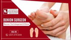 Conservative Surgical Realignment 

Bunion issue is an enlargement of bone or soft tissues around the joint of the foot. It makes more painful for the patients who are suffering from this problem, so our Louisiana Foot and Ankle Specialists LLC provides the perfect surgery to resolve this crisis. For more queries email us at contactus@lafootanklesurgeons.com.
