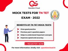 Mock tests for TNTET Exam - 2022

The official notification states that the first paper of the TN TET Exam will be held in August 2022. This exam is required for Tamil Nadu's elementary and upper primary teacher recruitment. A free mock test series on the TN TET Exam 2022 is available from Question Cloud, to ease your preparations and crack the exams simply.

The results of the TN TET exam will be valid for seven years. To better understand TNTET 2022 and get ready for the test, TN TET aspirants should read this post to get a map for better preparations.

Aspirants preparing for the TN TET exam 2022 will go more smoothly if you revise thoroughly and practice with the mock exams and previous year's question papers. For TN TET mock exams and all previous year's question papers with solutions, please visit our website at https://www.questioncloud.in/

A free test series on competitive exams, including TRB, TN TET, TNPSC, SSC, UPSC, NEET, banking exams, and more, is available from Question Cloud, an online educational assessment portal. The features of the Question Cloud exam series that stand out are the instantaneous results and detailed answers to every question. These solutions may aid in raising the preparation's level by enabling one to understand the evaluations of the preparation. Take the test at Question Cloud, and be the best in your exam.




