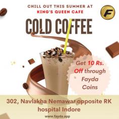 ❗ COFFEE TIME ❗
Relax and chill this summer at king's Queen Cafe. 
Get 10 Rs. Discount through Fayda coins.

To get more offers like this install Fayda app- Get 50 Fayda coins upon installation.
https://play.google.com/store/apps/details?id=my.fayda.shop
