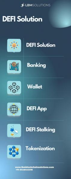 The growth of Decentralized Finance Development is increasing at an exponential rate mainly because of the Blockchain applications built on the Ethereum platform.


1)DEFI Solution
2) Banking
3) Wallet
4) DEFI App
5) DEFI Stalking
6)Tokenization 


 LBM Blockchain Solutions is known for delivering efficient Decentralized finance development services throughout Mohali. We are a top leading decentralized applications development Company in India. Check out the website to learn more.

Website: https://lbmblockchainsolutions.com/defi