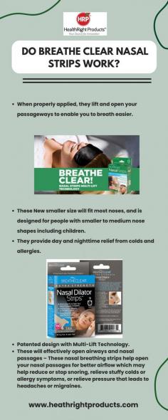 Do Breathe Clear Nasal Strips work?

Buy Nasal Strip at HealthRight Products! Breathe Clear Nasal Dilator Strips help to reduce nasal congestion due to cold, allergies, or a deviated septum. For more info visit here https://healthrightproducts.com/products/breathe-clear-nasal-strip





