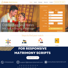 PHP scripts mall provides you the Responsive matrimonial PHP script. One of the most successful online enterprises over the past ten years is the matrimonial industry. Our organisation was inspired by other marriage websites like Bharat Matrimony, Shaadi.com, and Jeevansathi.com when developing this responsive matrimonial script, yet our script still stands apart from other matrimonial websites. Since the user explores their bride/groom in various ways, we give the script in five different techniques since we recognise that the matrimonial script is one of the more difficult components.
for more details visit: https://phpscriptsmall.com/product-category/matrimonial-and-wedding-script/