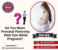 The Non-Invasive Prenatal Paternity test is the most accurate way to verify paternity during pregnancy. At DNA Forensics Laboratory Pvt. Ltd., we offer 100% secure and safe peace of mind Prenatal Paternity DNA Test during the early stage of pregnancy. The results will be issued in only 8-9 business days with > 99.9999% accuracy. For details information, feel free to call us at +91 8010177771 or leave a message at +91 9213177771.
