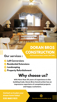 Doran Bros Construction are South London’s Leading Loft Conversions and Extension Specialists, offering affordable loft conversion and Residential Extension Service to add versatility to your property