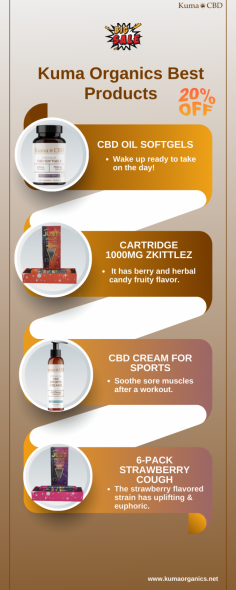 Kuma Organics offers a wide range of organic CBD products with tremendous results in your daily life. We have special organic CBD for sale for our premium customers, you can take benefits by enrolling in the customer loyalty program and take benefits of special discounts on our premium CBD products. 

