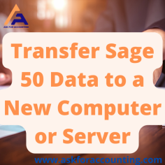 If you're looking to transfer your Sage 50 data to a new computer or server, there are a few things you'll need to do. You need to Installing Sage 50 on the new computer after that transferring Data File https://www.askforaccounting.com/transfer-sage-50-data-to-a-new-computer/.