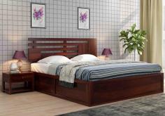 Buy a wooden bed with hydraulic storage and easy to-lift mechanism. Shop from versatile designs of solid wood bed with hydraulic storage in king size and queen size with free shipping, and an EMI Option. 