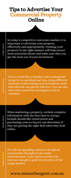 Want to sell your commercial property without wasting $$ on agents? Read Tips to advertise your commercial property online with Minus the Agent.