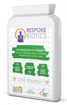 Migrasoothe + Herbs Migraine Relief Feverfew + Ginger + Vitamin B2 Riboflavin 400mg per Capsule NHS & Nice Recommended Ingredients UK Made Migraine Relief, Stress, Tremors & Energy Vegan. Vitamin B2 400 NEW 2022

£13.99

