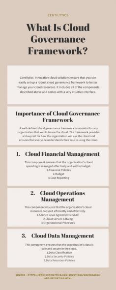 Centilytics’ innovative cloud solutions ensure that you can easily set up a robust cloud governance framework to better manage your cloud resources. It includes all of the components described above and comes with a very intuitive interface. 