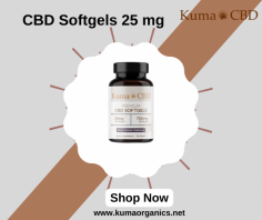 Get CBD Softgels 25 mg, the perfect way to get your daily dose of CBD. Our softgels provide a range of benefits, from mood support to nervous system and heart health. CBD has been used for centuries to support general wellbeing, and now it is easier than ever. Our softgels come in three different varieties: full spectrum, broad spectrum and THC Free CBD Isolate. Full spectrum contains all of the naturally occurring compounds found in hemp, while broad spectrum contains many of these compounds, but has all the THC removed. Our THC Free CBD Isolate is completely free of THC, meaning that you get all the benefits of CBD without the worry of any psychoactive effects. Visit our website to receive a 20% discount on all items if you're looking for Kuma Organics' best softgel.
