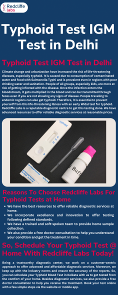 If you're going through any of the symptoms and symptoms and symptoms and symptoms stated above, get a blood take a look at for typhoid with Redcliffe Labs. You can ebook the take a look at on-line through the internet webweb web page or mobileular app in 1 minute. You will discover the bottom typhoid take a look at rate with us. The checks are strictly done below the Covid guidelines. Book your take a look at on-line with some easy steps through the internet webweb web page or mobileular app.With Redcliffe Labs