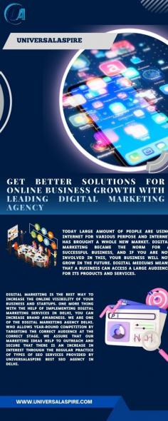 Universal aspire has a strong reputation in the market. They offer a wide range of services that help their clients to grow their business in a better way. They are committed to provide the best quality work and our client satisfaction is the top priority.	
	
Visit - 	https://www.universalaspire.com/top-digital-marketing-agency-in-delhi