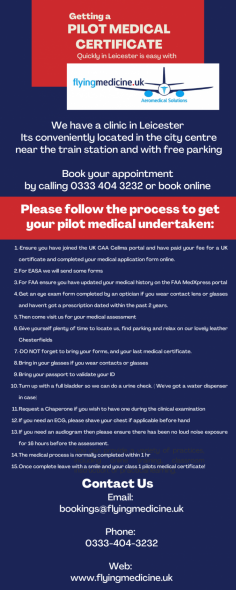 Need a Pilot Medical Certificate quickly in a stress free process? 
 
Its easy with Flyingmedicine! We have a clinic in Leicester.

Know more: https://www.flyingmedicine.uk/pilot-medical-leicestershire-ukcaa-easa-faa


