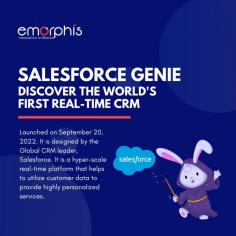 Learn all about Salesforce Genie, the world's first real-time CRM. A hyper-scale platform that offers highly personalized services, up-to-date customer information, deep insights, and better analytics so they can make the best decisions for their business.