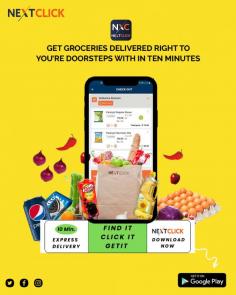 Best Grocery App to order fresh fruits & vegetables, food grains, eggs, baby care products, personal care products, snacks, and hygiene products cool drinks, fresh milk and many more from top brands to new products. Get everything delivered in 10 minutes from Nextclick App from your nearest store. Download the nextclick App from playstore to shop & get offers, and discounts on every order.
