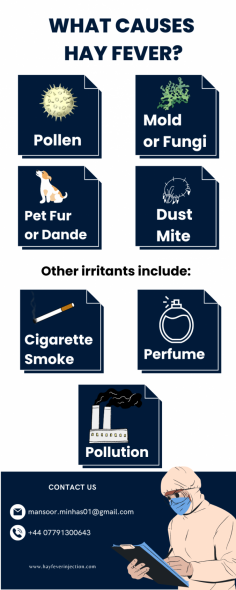 The hay fever injection is a steroid treatment, not an antihistamine. Steroids are a powerful anti-inflammatory medication that helps suppress the body’s immune response when it overreacts. They can be used in topical form (in a gel or cream), tablet form or be administered as an injection. The injection helps to suppress symptoms of hay fever without the need for tablets, sprays or other medication.

