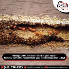 Don't let termites wreak havoc on your home! RSH Engineering & Construction provides comprehensive termite inspection to protect your house from structural damage. Call (469) 290-2585.