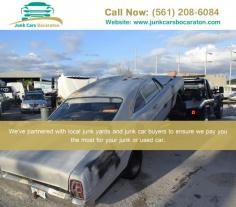 Junk Cars Boca Raton offers junk car removal services in Boca Raton and the surrounding areas. Junk Cars Boca Raton provide free towing and will give you a quote for your vehicle over the phone. For more detail visit us at https://www.junkcarsbocaraton.com/ or contact us at (561) 208-6084 Address: Boca Raton, FL #SellMyJunkCar #JunkCarsBocaRaton #BocaRaton #FL