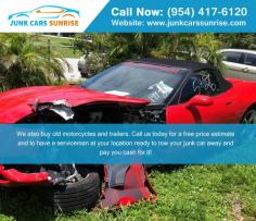 We buy all types of junk cars, trucks, and SUVs, regardless of their make, model, or condition. Whether your vehicle is running or not, damaged, wrecked, or simply unwanted, Junk Cars Sunrise offer cash on the spot. For more detail visit us at https://www.junkcarssunrise.com/ or contact us at 954-417-6120 Address: Sunrise, FL #JunkCarsSunrise #JunkCar #Sunrise #FL
