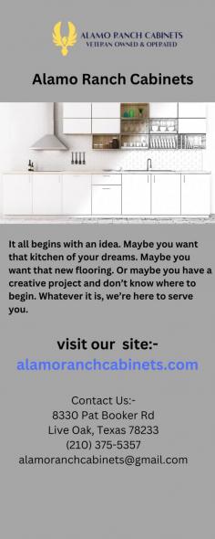 Are you planning a kitchen remodel? Click on Alamoranchcabinets.com. Get started with our top tips, including how to plan and budget for your project and how to choose the right cabinets and countertops. Visit our site for more info.
https://www.alamoranchcabinets.com/