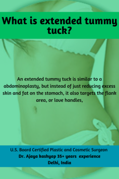 An extended tummy tuck is similar to a abdominoplasty, but instead of just reducing excess skin and fat on the stomach, it also targets the flank area, or love handles. www.besttummytuckindia.com