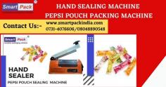 "Pepsi Packing Machine" As the name suggests- it is the simple and handy tool for different types of packaging material ranging from polyethylene and polypropylene bags to thermoplastic packages. This equipment is specialized in sealing food packaging material. The impulsive sealers can be easily placed and carried around. The functioning of the hand sealer is quite easy. One can use this machine with ease. This does not require any technical knowledge. This hand sealer has two sealing bars, thus the packaging material needs to be placed between these two bars. The electricity then passes by the resistant wire which turns electric energy to heat energy. Thus this heat flows into the sealer's bars