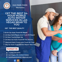 Auto Medic Mobile Mechanics is a leading provider of mobile mechanic services in Las Vegas. With a team of highly skilled and experienced mechanics, we offer comprehensive vehicle repairs and maintenance services at your doorstep. Say goodbye to wasting time searching for a nearby repair shop or arranging for transportation. 24-Hour Mobile Auto Repair Services in Las Vegas come directly to you, minimizing repair duration.  Our mobile mechanic services are made to be flexible and convenient for our customers, enabling them to get their automobiles fixed without having to leave their homes or workplaces.
For more details checkout here :- https://www.automedicmobile.com/mobile-auto-repair-las-vegas/