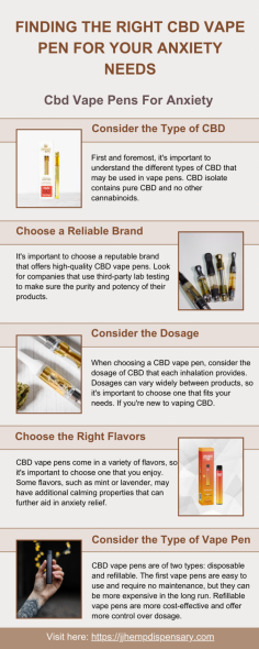 Finding the Right CBD Vape Pen for Your Anxiety Needs

CBD, or cannabidiol, has been praised for its potential to alleviate symptoms of anxiety and stress. Vaping CBD is a popular method of consumption due to its fast-acting effects and convenient use. However, with varieties of options available, it can be difficult to know which CBD vape pen is right for your anxiety needs. In this article, we'll explore the factors to consider when choosing a CBD vape pen for anxiety relief.