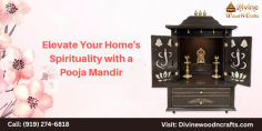 Pooja mandirs are sacred Hindu shrines used for worship and meditation. They typically feature intricate designs and are used to house deities and spiritual symbols. To know more information visit our DivineWoodNCrafts.