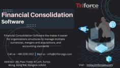 Financial Consolidation Software the makes it easier for organizations structures to manage multiple currencies, mergers and acquisitions, and accounting standards so trifoce Global Solutions also Assit the clients best ant Dynamic Financial Consolidation Software because our software  web-based structure allows for data collection from various business units around the world. Integrated import functionalities.	