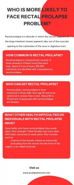 Rectal prolapse is a disorder in which the rectum (segment of the large intestine’s lowest segment) slips out of the muscular opening to the culmination of the anus or digestive tract. 