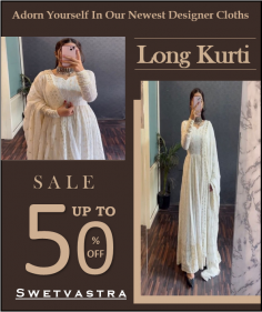 "Long kurtis are generally longer than regular kurtis. Long kurtis extend below the knee.These kurtis can also reach to the ankles. In appearance these kurtis look elegant and modest. These kurtis can be made from fabrics like cotton, silk, georgette, chiffon or rayon. These kurtis are worn in various occasions.
"					
https://www.swetvastra.com/long-kurti/