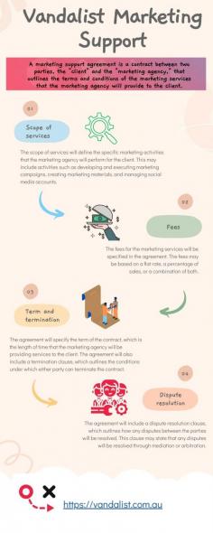 Cultivating Customer Engagement: The Role of a Marketing Support Agreement

A Marketing Support Agreement with Vandalist provides comprehensive assistance in promoting your brand. Through strategic campaigns, targeted advertising, and creative solutions, Vandalist helps maximize your marketing efforts, driving growth and expanding your customer base.

Visit Us :- https://vandalist.com.au/marketing-s-w-a-t