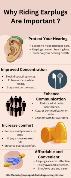 Riding earplugs are essential for motorcycle enthusiasts for several reasons. First and foremost, they protect your hearing from constant exposure to loud engine noise and wind turbulence. Prolonged exposure to these high decibel levels can cause permanent hearing loss. Additionally, earplugs help increase focus by reducing distracting noise, allowing riders to better concentrate on the road. They also play an important role in preventing fatigue caused by continuous exposure to loud noises. By reducing the risk of tinnitus, the constant ringing in the ears, earplugs contribute to long-term hearing. Additionally, wearing earplugs improves communication with riders or passengers and ensures compliance with noise regulations in certain areas. 

