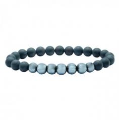 The Hematite with Black Obsidian bracelet is a powerful combination of natural stones. Hematite promotes self-confidence and control, while Black Obsidian shields against negative energy. The bracelet has rounded beads, 8 mm in size, with a total count of 26 beads. It is 20.2 cm in length, suitable for a wrist size of 19. The elasticated rope design ensures a comfortable fit. Please note that gemstones should not replace medical advice.