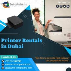 Printer Rental Dubai, Any organization or individual who has the need for multiple printing jobs a day or has ever been involved in printing a large number of copies for a special event For more info about Rent Printer in Dubai Contact VRS Technologies 0555182748. Visit https://www.vrscomputers.com/computer-rentals/printer-rentals-in-dubai/