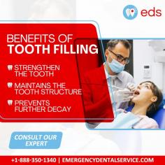 Benefits of tooth Filling | Emergency Dental Service

A tooth filling is a restoration used to replace missing tooth structure. They prevent further decay, restore strength and function to your tooth, and maintain the integrity of the remaining teeth. If you are dealing with this problem, Don't worry emergency dental service are here to help. To schedule an appointment, call us at 1-888-350-1340. 