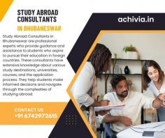 Study Abroad Consultants in Bhubaneswar are professional experts who provide guidance and assistance to students who aspire to pursue their education in foreign countries. These consultants have extensive knowledge about various study destinations, universities, courses, and the application process. They help students make informed decisions and navigate through the complexities of studying abroad.

