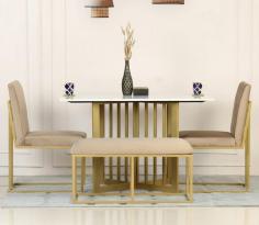 Buy Allendale Marble 4 Seater Dining Set with Bench (Gold) Online at 28% OFF from Wooden Street. Explore our wide range of Dining Table Set Online in India at best prices.