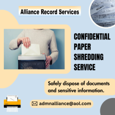 Paper Shredding Service for Commercial Documents

Paper shredding is the smartest choice for the security of your personal information. We offer on-site and off-site paper shredding, as well as recycling and disposal programs to keep your business protected. To know more details, mail us at admnalliance@aol.com.